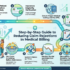 A 10-step process chart on how to reduce claim rejections in medical billing for healthcare providers, created by YMED Solutions.